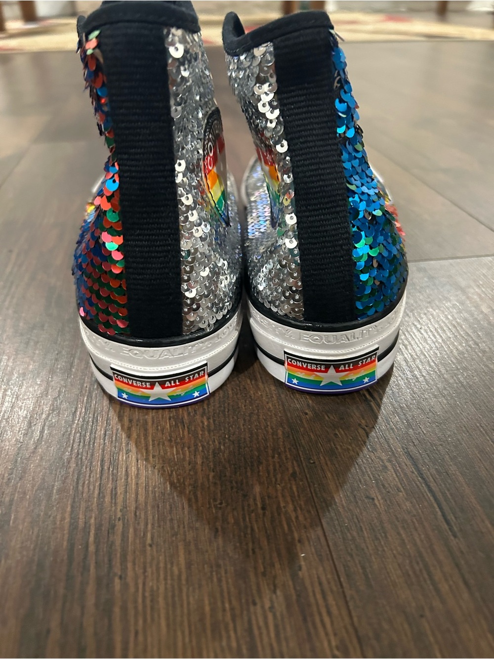 Sequin High-Top Sneakers in Multicolor & Silver for pride month new without tags - Picture 7 of 10